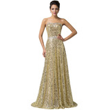 Best Sale 2017 Strapless Vestido Bandage Long Mermaid Prom Dress Gold Sequined Draped Sexy Prom Evening Dresses 6103