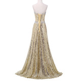 Best Sale 2017 Strapless Vestido Bandage Long Mermaid Prom Dress Gold Sequined Draped Sexy Prom Evening Dresses 6103