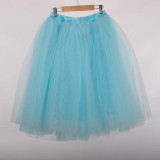 Best Quality 7 Layers Midi Tulle Skirt American Apparel Tutu Skirts Womens Petticoat Elastic Belt 2017 Summer faldas saia jupe