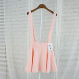 Best Girl Pleated Mini Skirt Womens Pastel Skater Flared Belt Waist Suspender Skirt