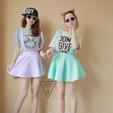 Best Girl Pleated Mini Skirt Womens Pastel Skater Flared Belt Waist Suspender Skirt