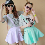 Best Girl Pleated Mini Skirt Womens Pastel Skater Flared Belt Waist Suspender Skirt