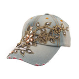 Best Deal High Quality 2017 New Fashion Women Crystal Flower Baseball Cap Summer Style Lady Jeans Hat Female Ladies Gorras