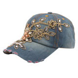 Best Deal High Quality 2017 New Fashion Women Crystal Flower Baseball Cap Summer Style Lady Jeans Hat Female Ladies Gorras
