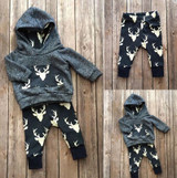 Baby boys girls clothes set Autumn Winter warm outfits Deer Tops hoodie tops+pants Cute animals Kids baby boy clothing sets