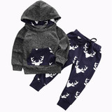 Baby boys girls clothes set Autumn Winter warm outfits Deer Tops hoodie tops+pants Cute animals Kids baby boy clothing sets