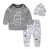 Baby Boys Clothes Set 2017 New Spring Autumn Newborn Baby Girl Clothing Long Sleeve T Shirt +Pant + Hat 3PCS/Set FF034