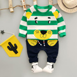 Baby Boy Clothing Set New Autumn 1-3 year 2017 Fashion Style Cotton O-Neck full Sleeve Strip Lion Boys Clothes Set A266