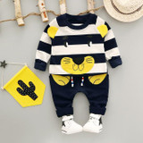 Baby Boy Clothing Set New Autumn 1-3 year 2017 Fashion Style Cotton O-Neck full Sleeve Strip Lion Boys Clothes Set A266