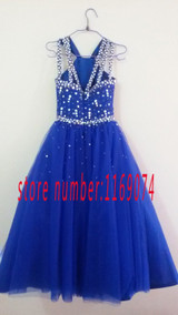 Girls Pageant Dresses 2016 Ball Gown Halter Royal Blue Crystals Rhinestones Cute Little Flower Girl Dresses For Wedding