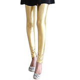 Girls Metallic Colorful Shiny Sparkle Spandex Faux Leather Summer Leggings