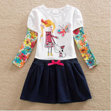 Girls long-sleeved dress 2017 new autumn brand long-sleeved cotton embroidery flowers for girls wearing long-sleeved dress H5922