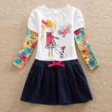 Girls long-sleeved dress 2017 new autumn brand long-sleeved cotton embroidery flowers for girls wearing long-sleeved dress H5922
