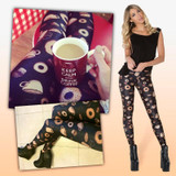 Girls Leggings Women 3D Funny Coffee Donuts Printing Basic Casual Leggings High Waist Elastic Pant