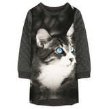 Girls Dresses animal cat nice Print baby Kids Clothes grid new Fashion Kids Long sleeve Girl clothing Children winter Designer