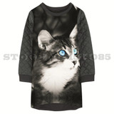 Girls Dresses animal cat nice Print baby Kids Clothes grid new Fashion Kids Long sleeve Girl clothing Children winter Designer