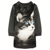 Girls Dresses animal cat nice Print baby Kids Clothes grid new Fashion Kids Long sleeve Girl clothing Children winter Designer