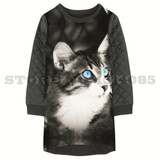 Girls Dresses animal cat nice Print baby Kids Clothes grid new Fashion Kids Long sleeve Girl clothing Children winter Designer