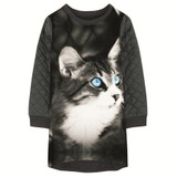 Girls Dresses animal cat nice Print baby Kids Clothes grid new Fashion Kids Long sleeve Girl clothing Children winter Designer