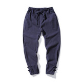 Chinese wind men's loose cotton and flax retro back pants men's autumn fashion casual pants Free shipping