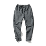 Chinese wind men's loose cotton and flax retro back pants men's autumn fashion casual pants Free shipping
