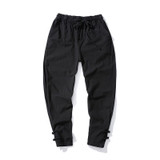 Chinese wind men's loose cotton and flax retro back pants men's autumn fashion casual pants Free shipping