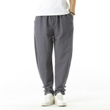 Chinese wind men's loose cotton and flax retro back pants men's autumn fashion casual pants Free shipping