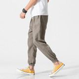 Chinese wind men's cotton and linen casual pants loose retro halton pants large size thin section of pure color radish pants