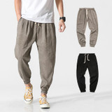 Chinese wind men's cotton and linen casual pants loose retro halton pants large size thin section of pure color radish pants