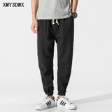 Chinese wind men's cotton and linen casual pants loose retro halton pants large size thin section of pure color radish pants