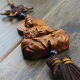 Chinese Wood Carving & Buddha Beads Chinese Halloween gifts Shakyamuni Statue Sculpture Amulet Car Pendant Netsuke AHJ004