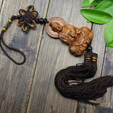Chinese Wood Carving & Buddha Beads Chinese Halloween gifts Shakyamuni Statue Sculpture Amulet Car Pendant Netsuke AHJ004
