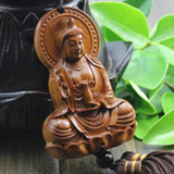 Chinese Wood Carving & Buddha Beads Chinese Halloween gifts Shakyamuni Statue Sculpture Amulet Car Pendant Netsuke AHJ004