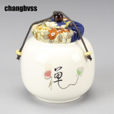 Chinese Style Mini Ceramic Storage Tank Tea Caddy Box Food Container Kitchen Storage Bottle Jars Sugar Spice Tea Jar Miniature