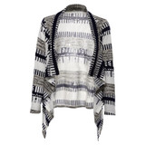 Chinese Style Casual Winter Spring Sweater Women Long Sleeve Printed Knitted Crochet Cardigan Ladies Gray Solid Sweaters Femme