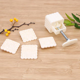 Chinese Style 4 Patterns Square Plastic Homemade Moon Cake Fondant Sugarcraft Decorating Cookies Mould Baking Tool Set