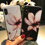 Chinese Lotus Flower Classic Case for iPhone 7 8 plus X Phone Case for iPhone 6 6s Plus Soft TPU Cover Coque Floral Capa Funda