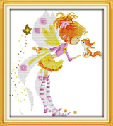 chinese Joy sunday cartoon style The little girl with squirrel easy cross stitch kits printing patterns bed room decor sets