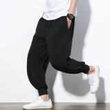 China Style Male Loose Casual Pants Solid Color Men Wide Leg Kongfu Trousers Jogger Sweatpant