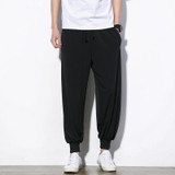 China Style Male Loose Casual Pants Solid Color Men Wide Leg Kongfu Trousers Jogger Sweatpant