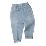 CHINATERA 2017 Children Boys Girls Fashion Personality Light Color Holes Jeans Autumn Denim Pants Distrressed Trousers