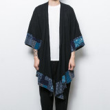 China style men's cotton linen trench jacket long kimono windbreaker coat male loose shawl cardigan coat