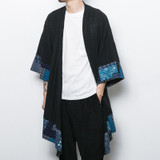 China style men's cotton linen trench jacket long kimono windbreaker coat male loose shawl cardigan coat