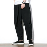 China Style Male Harem Pant Big Size Loose Thin Cotton Linen Leisure Trousers Solid Color Mens Casual Pant M-5XL