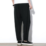 China Style Male Harem Pant Big Size Loose Thin Cotton Linen Leisure Trousers Solid Color Mens Casual Pant M-5XL