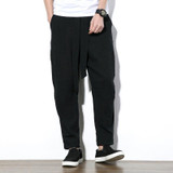 China Style Male Harem Pant Big Size Loose Thin Cotton Linen Leisure Trousers Solid Color Mens Casual Pant M-5XL