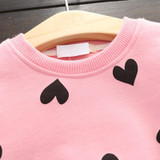 China Baby Girl Suit Autumn Cotton Heart patten Clothing Sets Heart t-Shirt+ Skirt Pants 2-7 Years 2Pcs/Set 3 Color