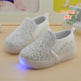 childrens running shoes led light sneakers Gold flashing boys and girls flashing sneakers kids moccasin shoes