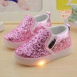 childrens running shoes led light sneakers Gold flashing boys and girls flashing sneakers kids moccasin shoes