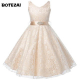 Girl Dress Kids Wedding Bridesmaid Children Girls Dresses Summer 2016 Evening Party Princess Costume Lace Teenage Girls Clothes